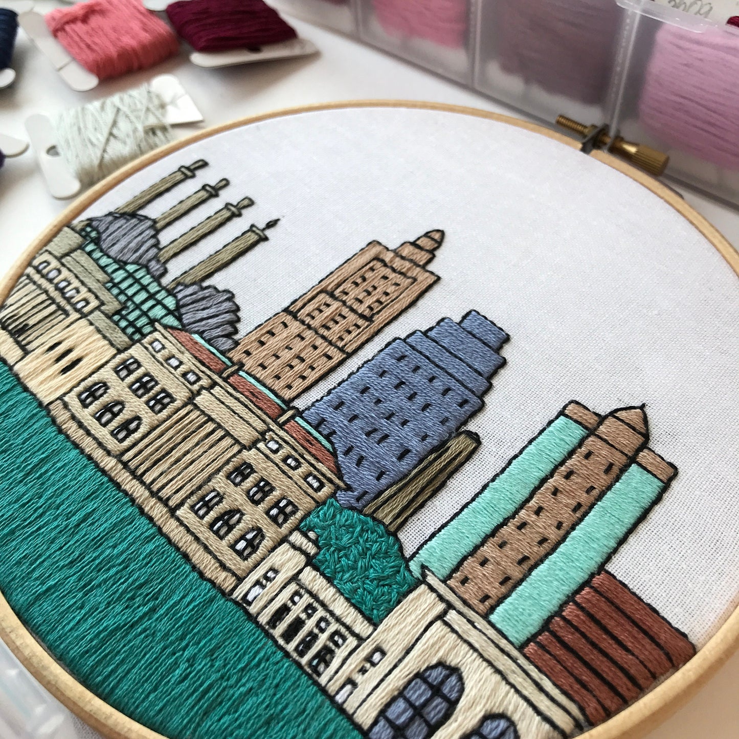Kansas City, MO, Cityscape - Hand Embroidery Pattern (PDF)
