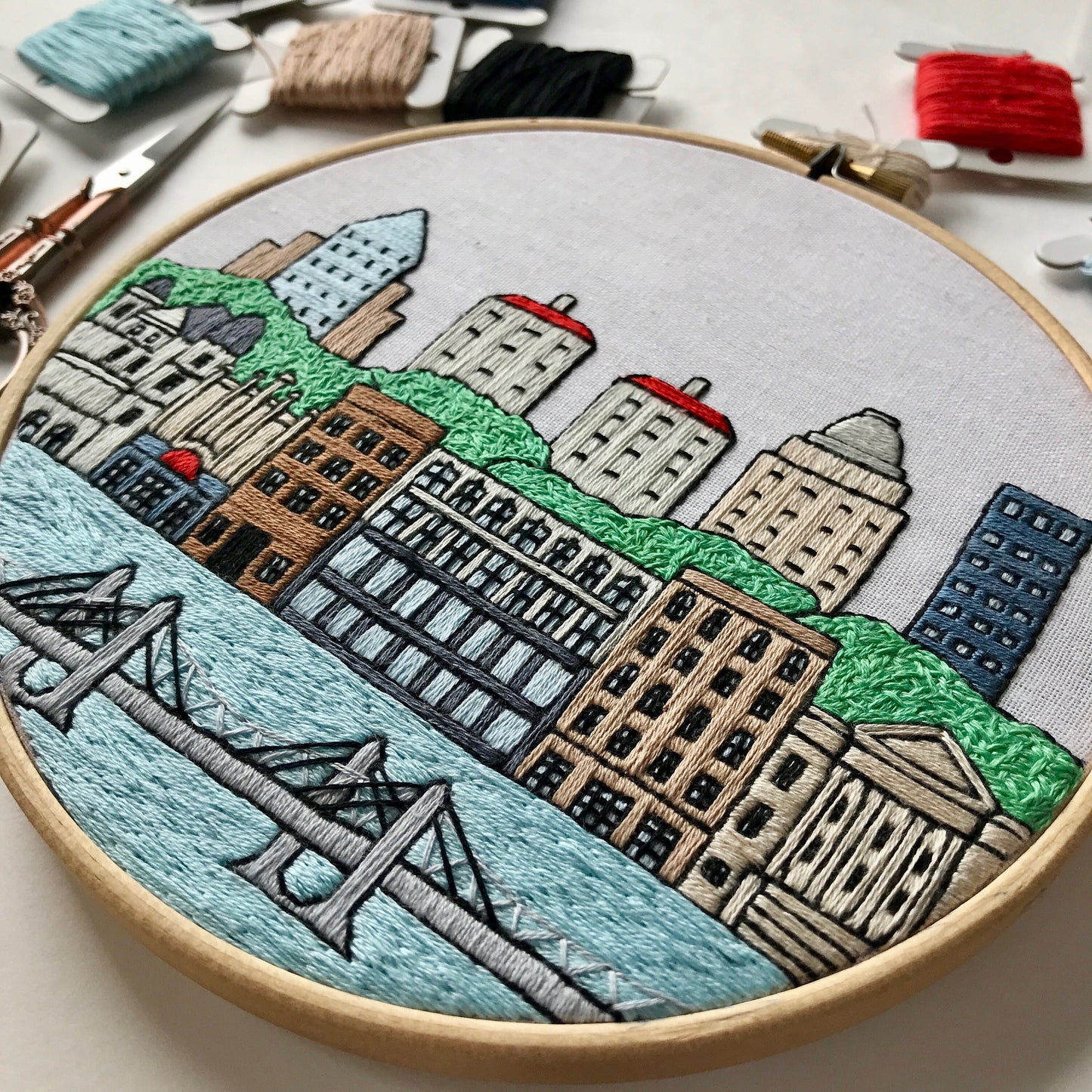 Louisville, KY, Cityscape - Hand Embroidery Pattern (PDF)