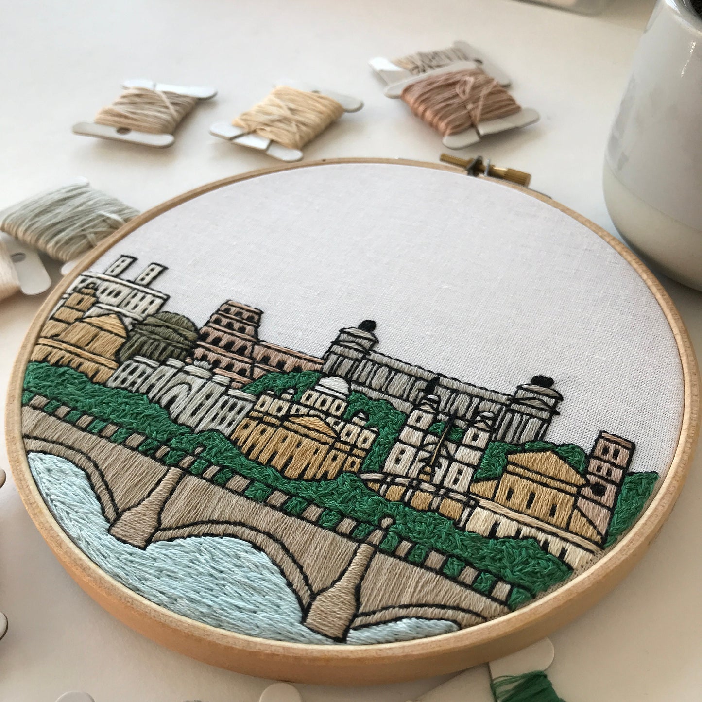 Rome, Italy, Landmarks - Hand Embroidery Pattern (PDF)