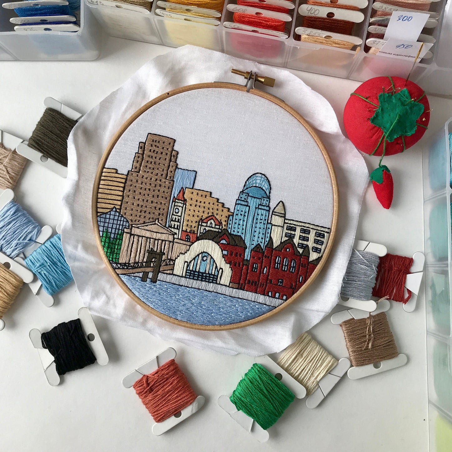 Cincinnati, OH, Cityscape - Hand Embroidery Pattern (PDF)