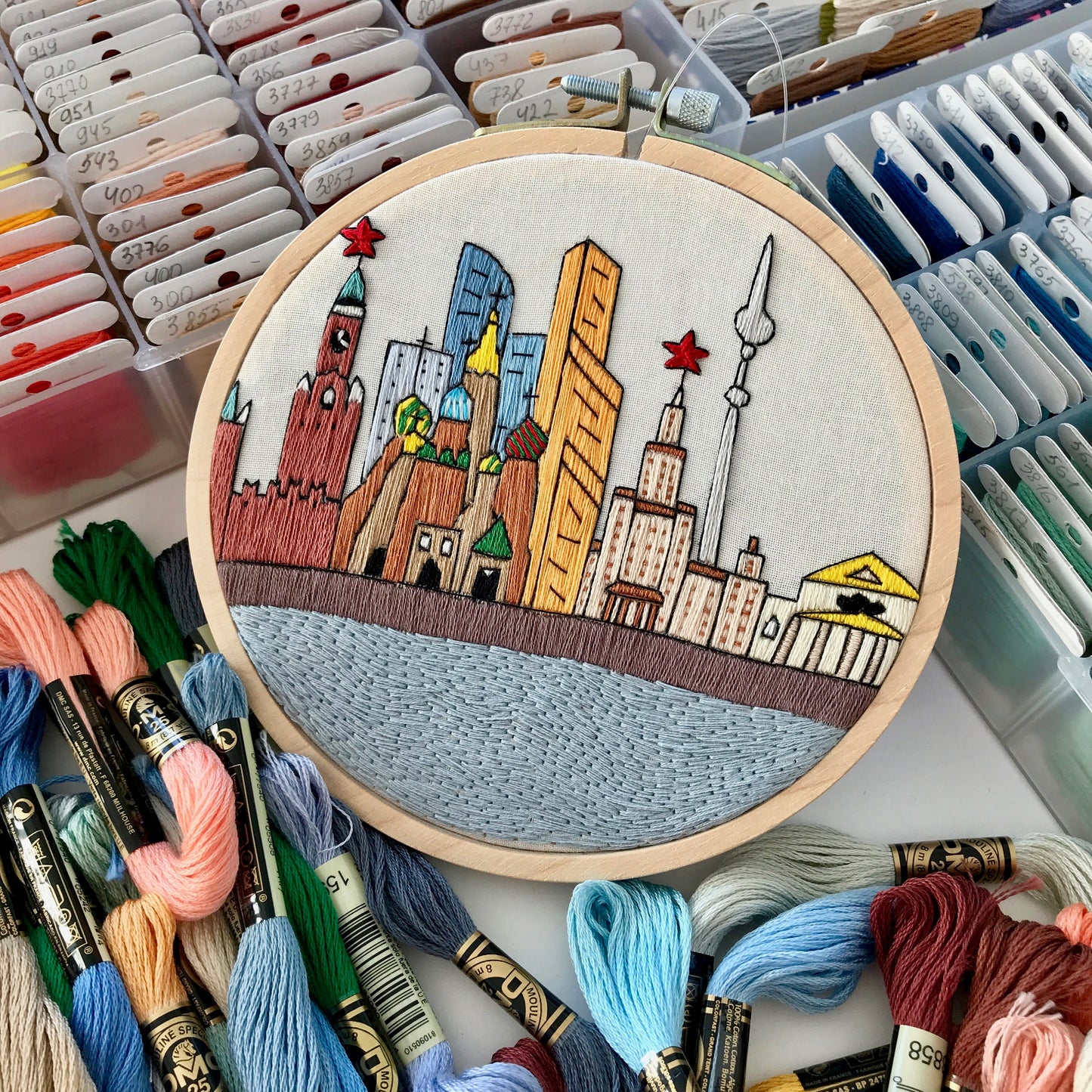 Moscow, Russia, Landmarks - Hand Embroidery Pattern (PDF)