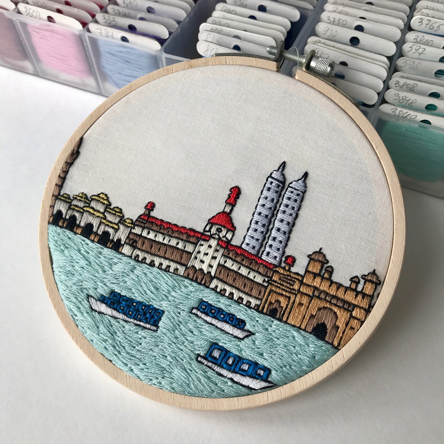 Mumbai, India, Cityscape - Hand Embroidery Pattern (PDF)