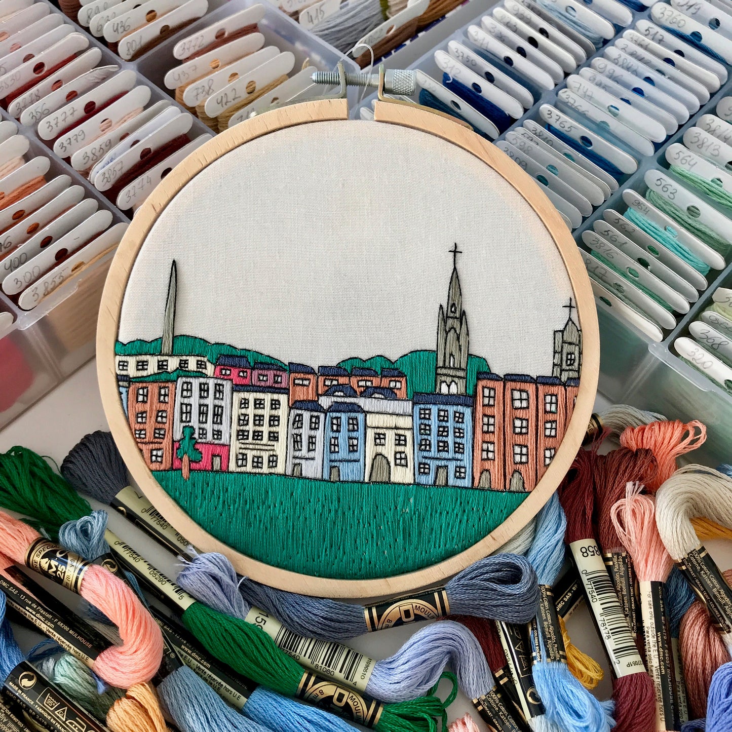 Dublin, Ireland, Cityscape - Hand Embroidery Pattern (PDF)