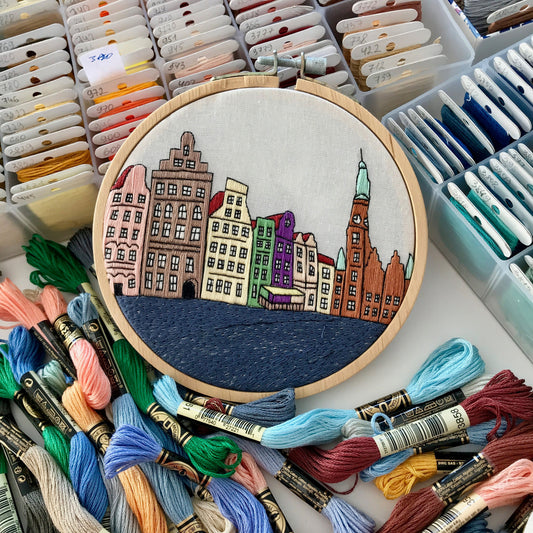 Wroclaw, Poland, Cityscape - Hand Embroidery Pattern (PDF)