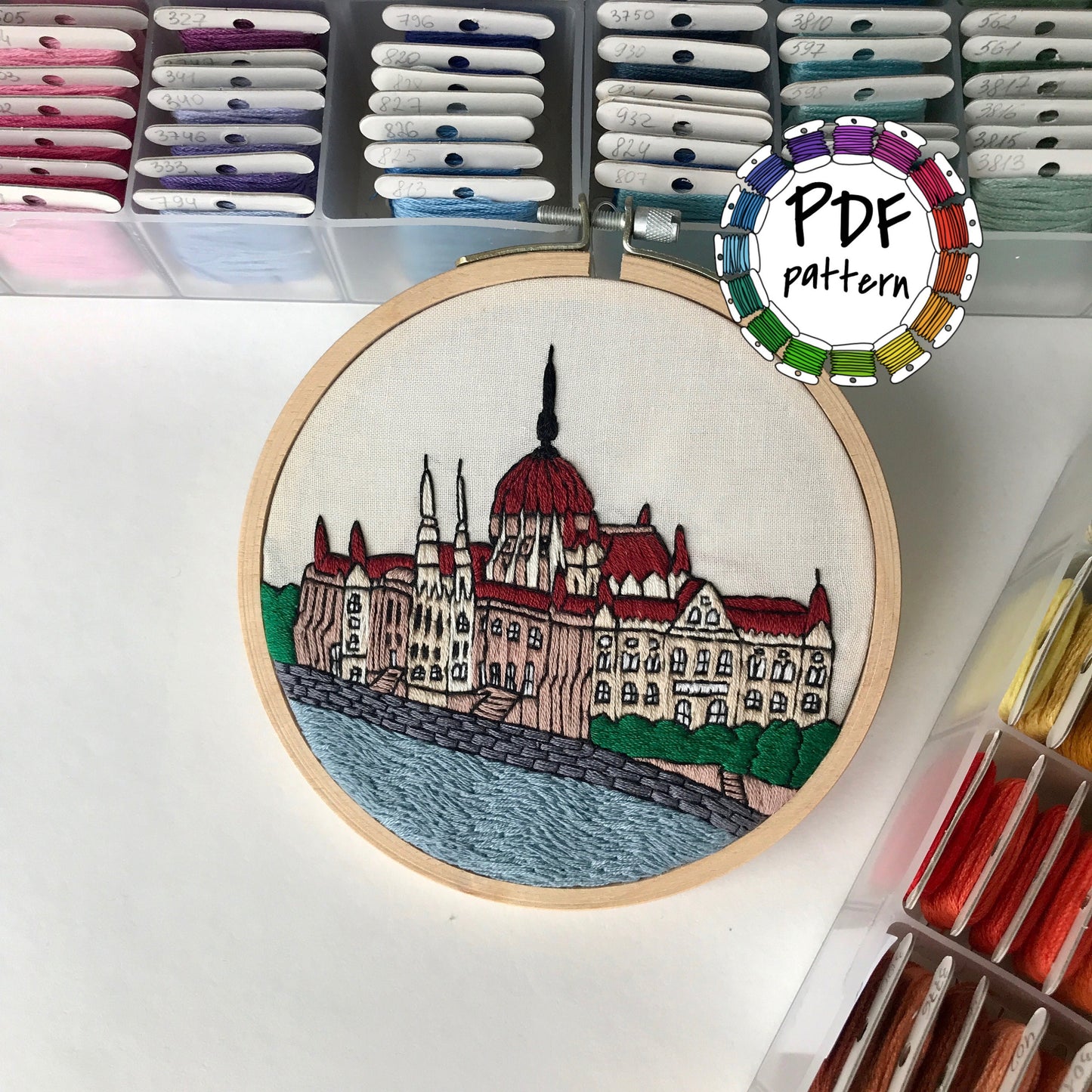 Budapest, Hungary, Architecture - Hand Embroidery Pattern (PDF)