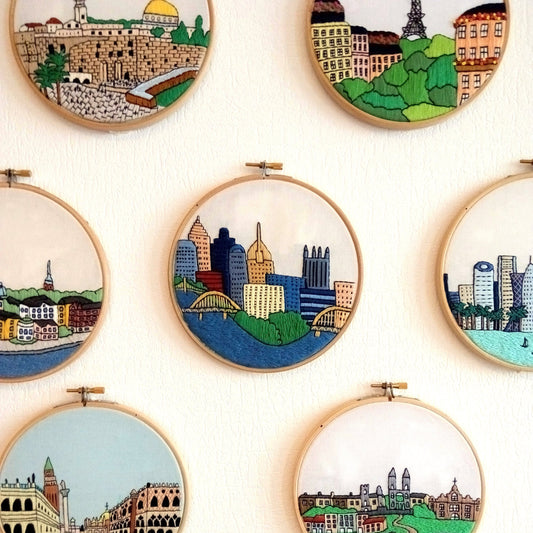 Pittsburgh, PA, Cityscape - Hand Embroidery Pattern (PDF) faimyxstitch.com