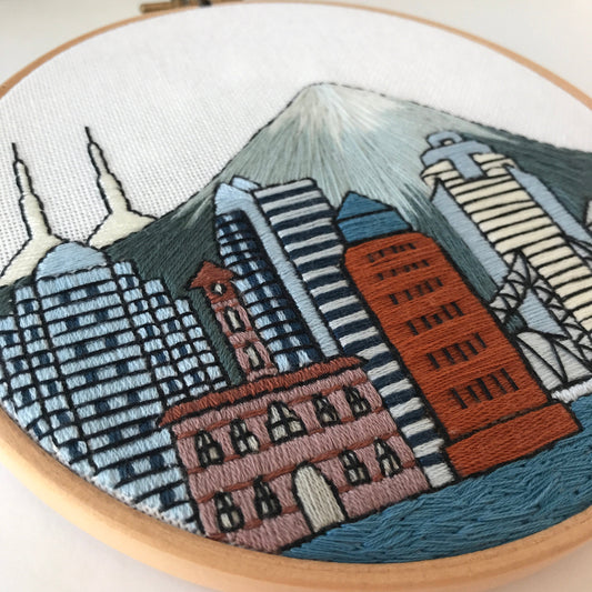 Portland OR, United States, Cityscape - Hand Embroidery Pattern (PDF) faimyxstitch.com