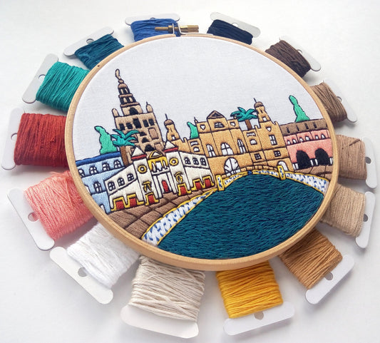 Seville, Spain, Cityscape - Hand Embroidery Pattern (PDF) faimyxstitch.com