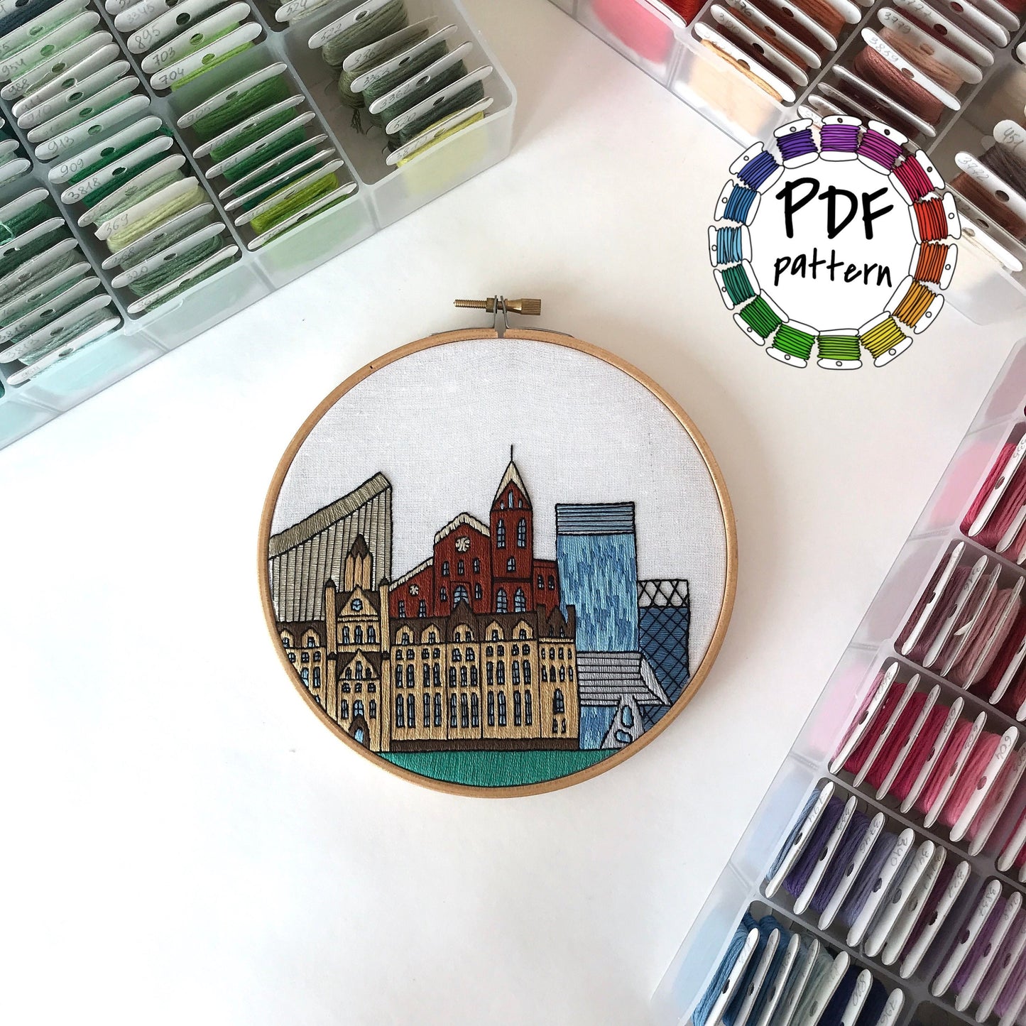 Manchester, United Kingdom, Cityscape - Hand Embroidery Pattern (PDF)