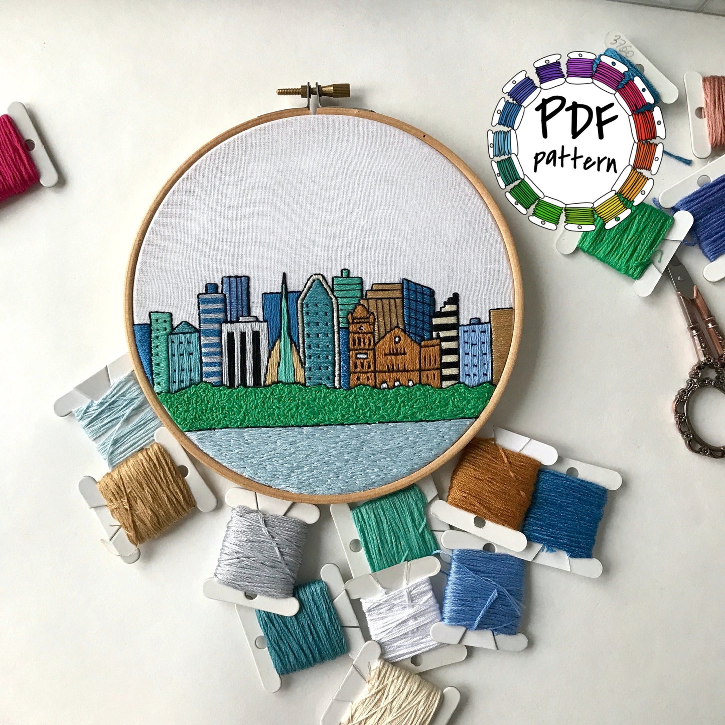 Perth, Australia, Cityscape - Hand Embroidery Pattern (PDF)