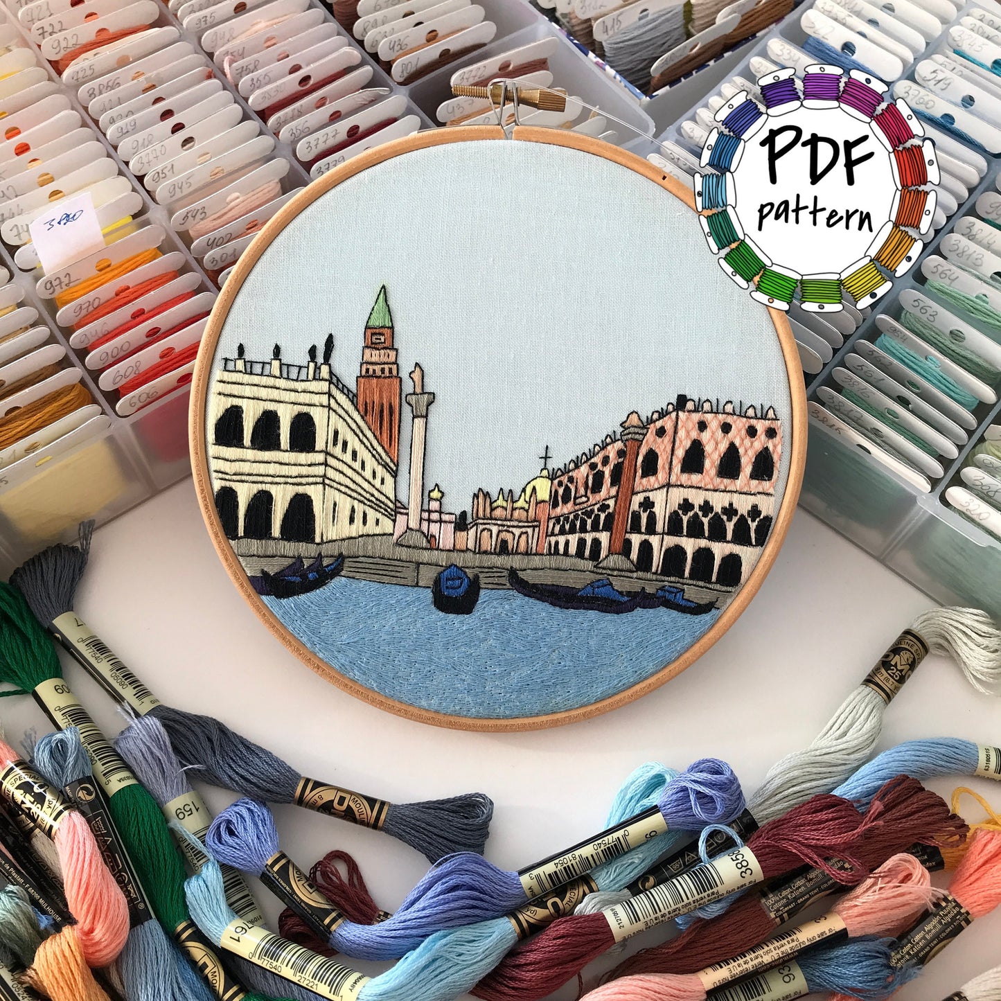 Venice, Italy, Cityscape - Hand Embroidery Pattern (PDF)