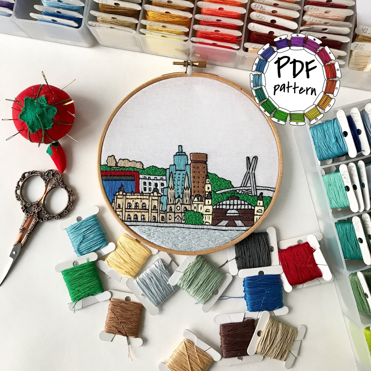 Sao Paulo, Brazil, Cityscape - Hand Embroidery Pattern (PDF)