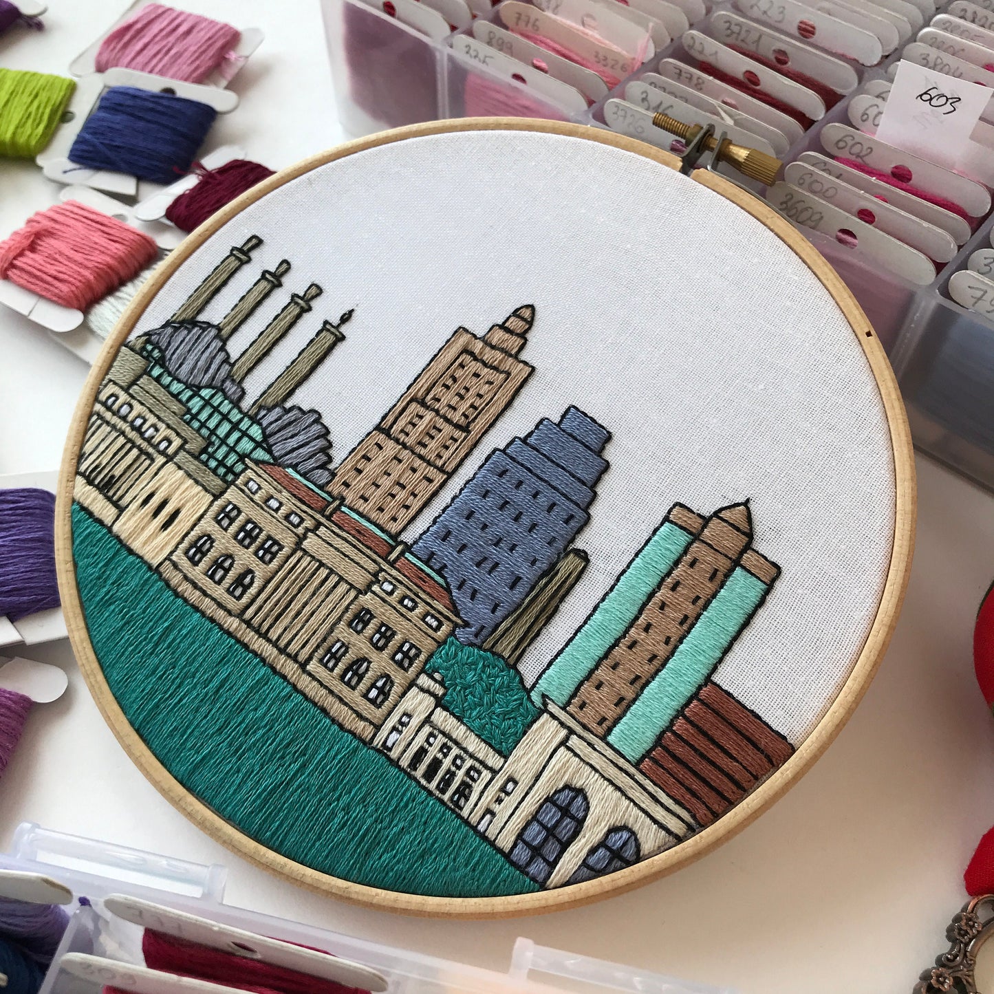 Kansas City, MO, Cityscape - Hand Embroidery Pattern (PDF)