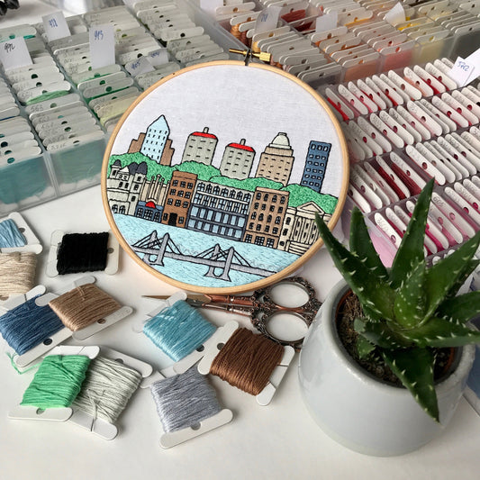 Louisville, KY, Cityscape - Hand Embroidery Pattern (PDF) faimyxstitch.com
