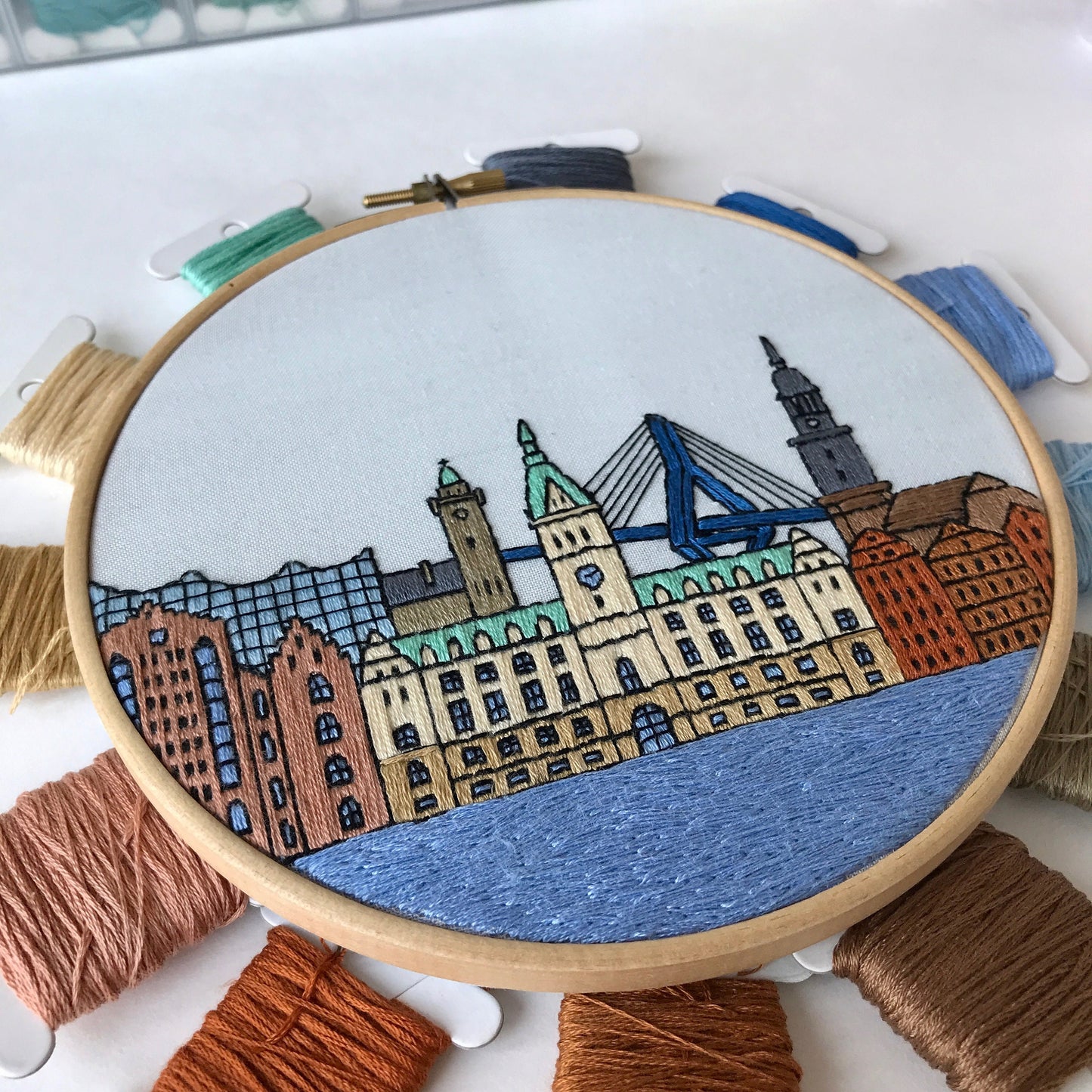 Hamburg, Germany, Cityscape - Hand Embroidery Pattern (PDF)