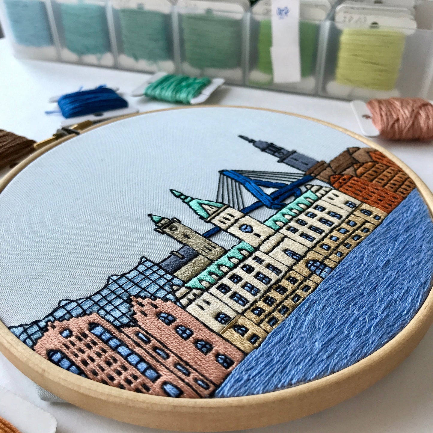 Hamburg, Germany, Cityscape - Hand Embroidery Pattern (PDF)