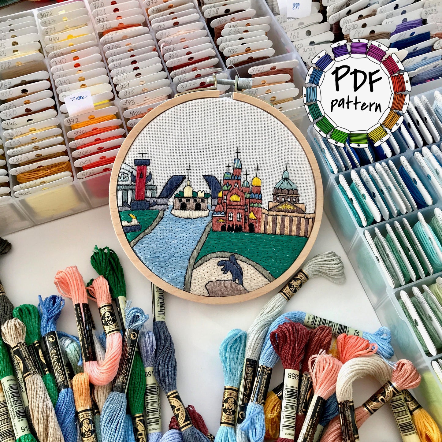 Saint Petersburg, Russia, Cityscape - Hand Embroidery Pattern (PDF)