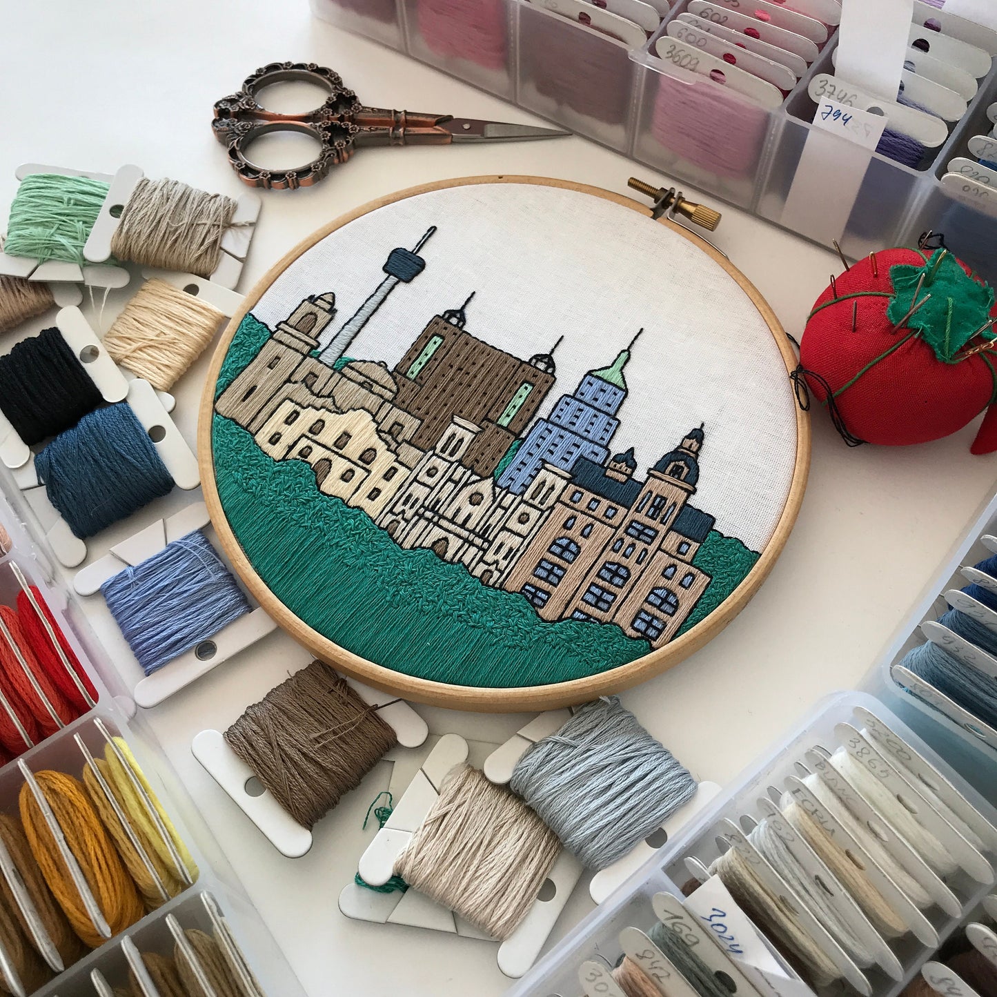 San Antonio, TX, Cityscape - Hand Embroidery Pattern (PDF)