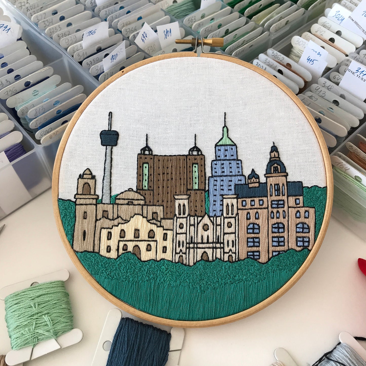 San Antonio, TX, Cityscape - Hand Embroidery Pattern (PDF)