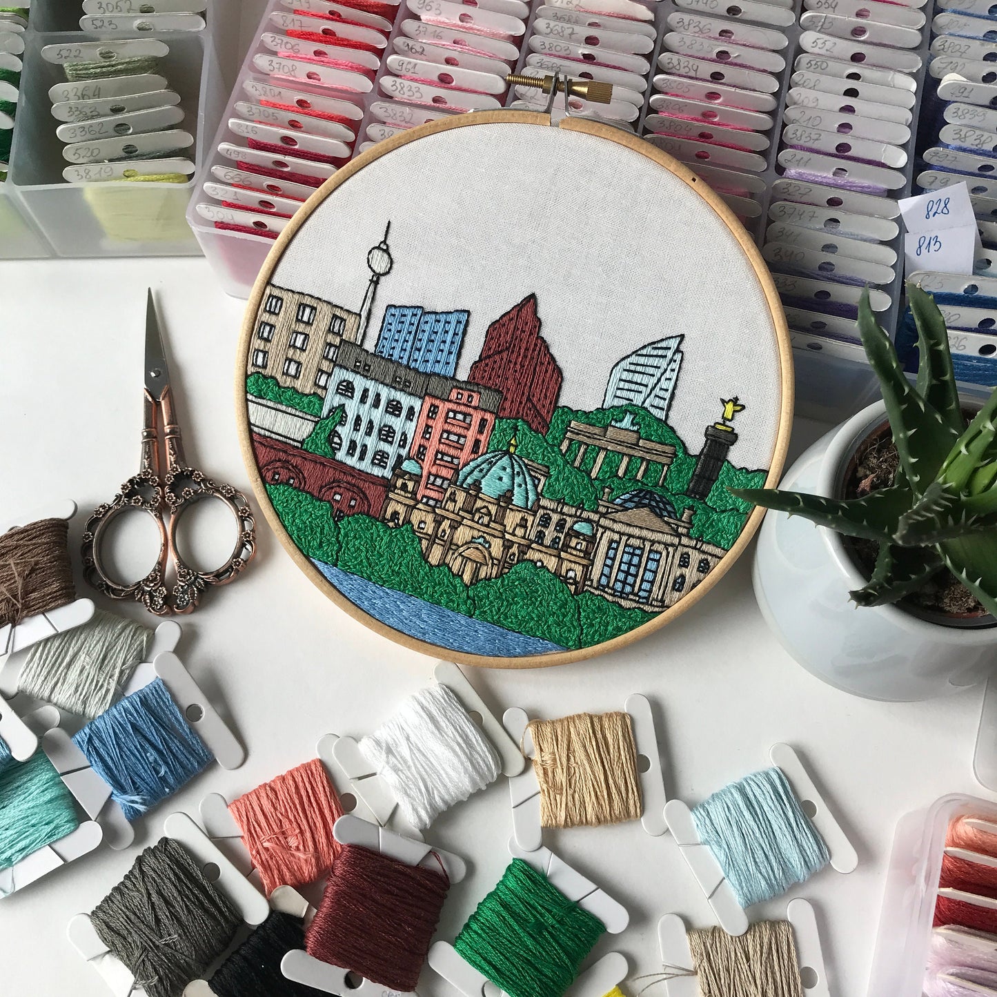 Berlin, Germany, Cityscape - Hand Embroidery Pattern (PDF)