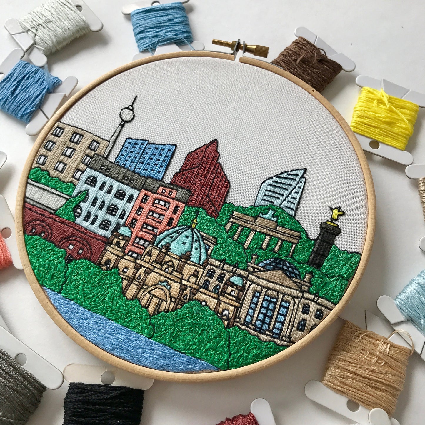 Berlin, Germany, Cityscape - Hand Embroidery Pattern (PDF)