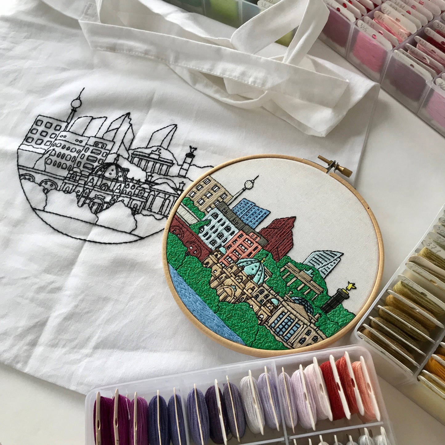 Berlin, Germany, Cityscape - Hand Embroidery Pattern (PDF)