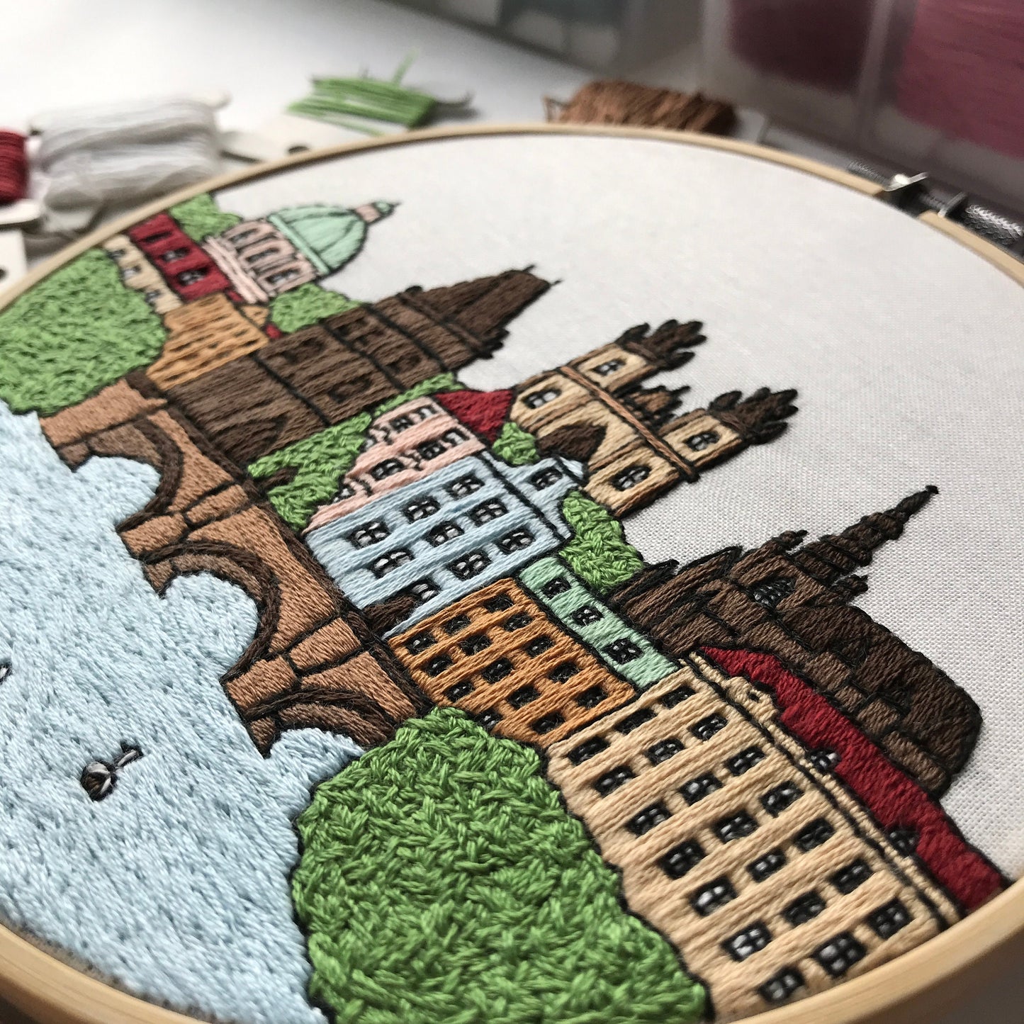 Prague, Czech Republic, Cityscape - Hand Embroidery Pattern (PDF)