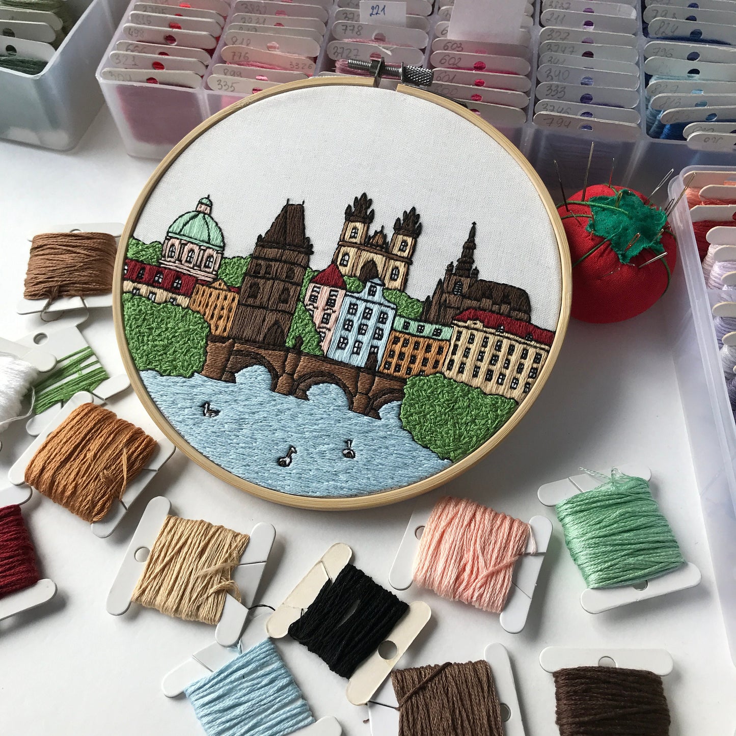 Prague, Czech Republic, Cityscape - Hand Embroidery Pattern (PDF)