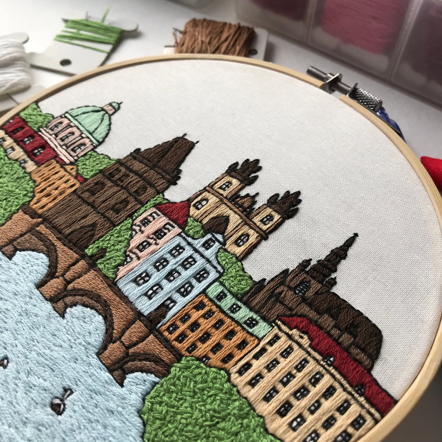 Prague, Czech Republic, Cityscape - Hand Embroidery Pattern (PDF)