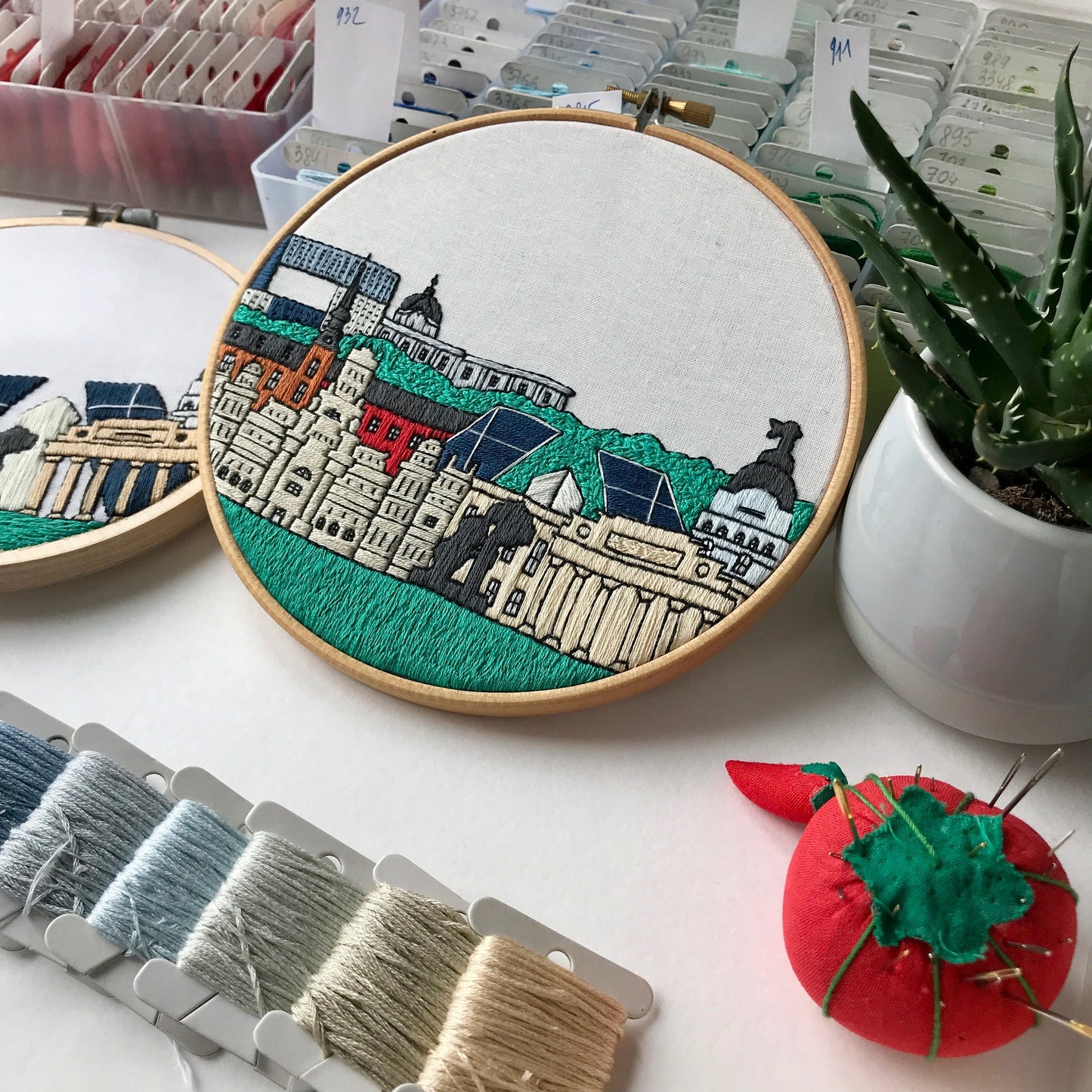 Madrid, Spain, Cityscape - Hand Embroidery Pattern (PDF)