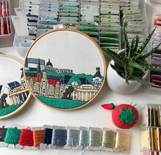 Madrid, Spain, Cityscape - Hand Embroidery Pattern (PDF) faimyxstitch.com