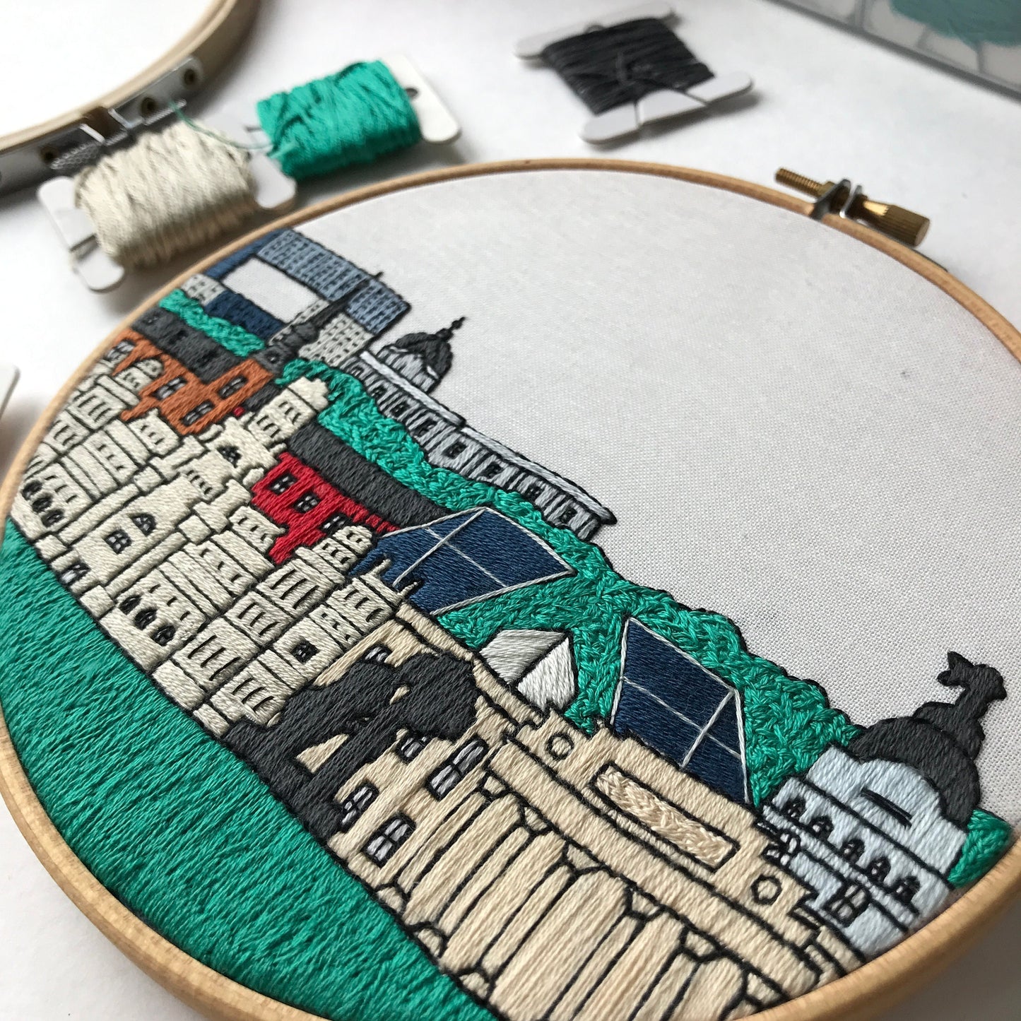 Madrid, Spain, Cityscape - Hand Embroidery Pattern (PDF)