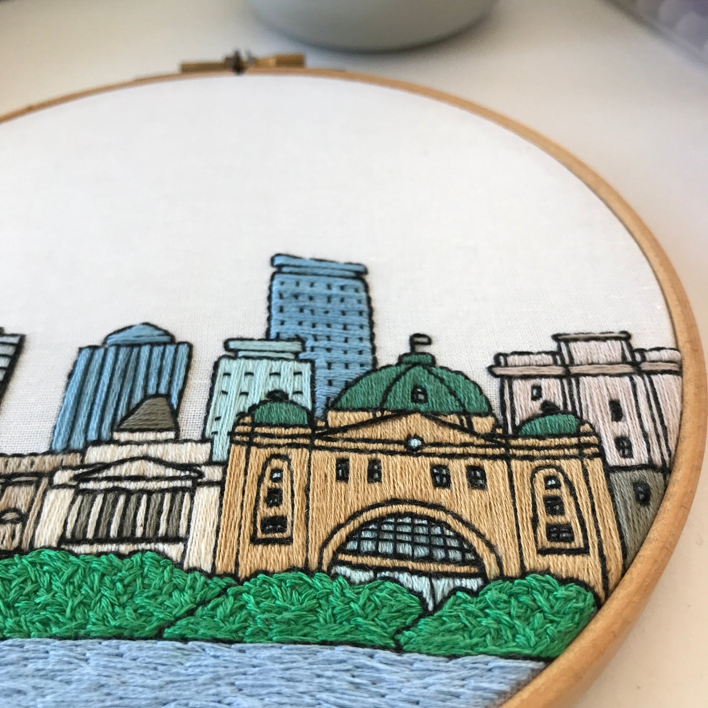 Melbourne, Australia, Cityscape - Hand Embroidery Pattern (PDF)