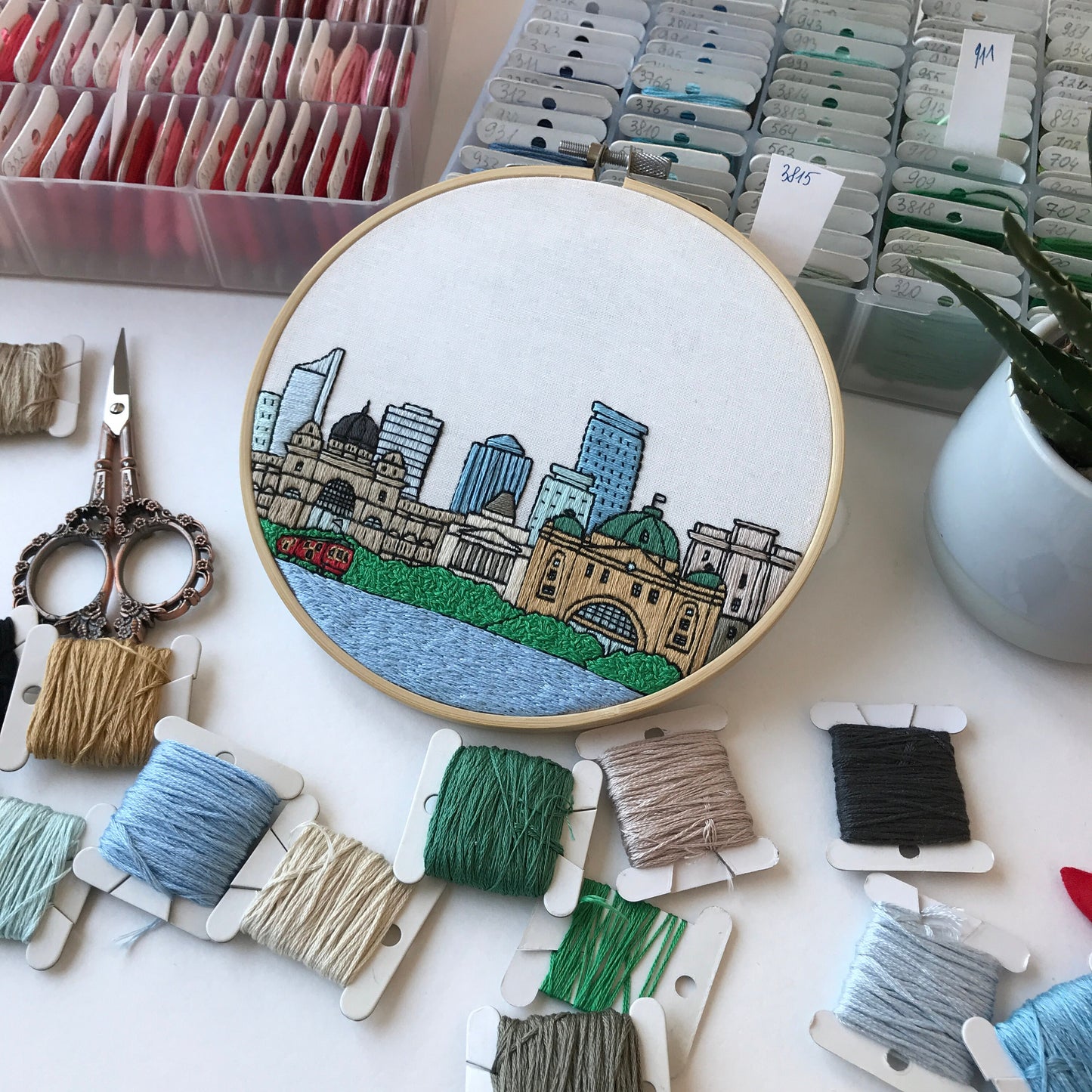 Melbourne, Australia, Cityscape - Hand Embroidery Pattern (PDF)