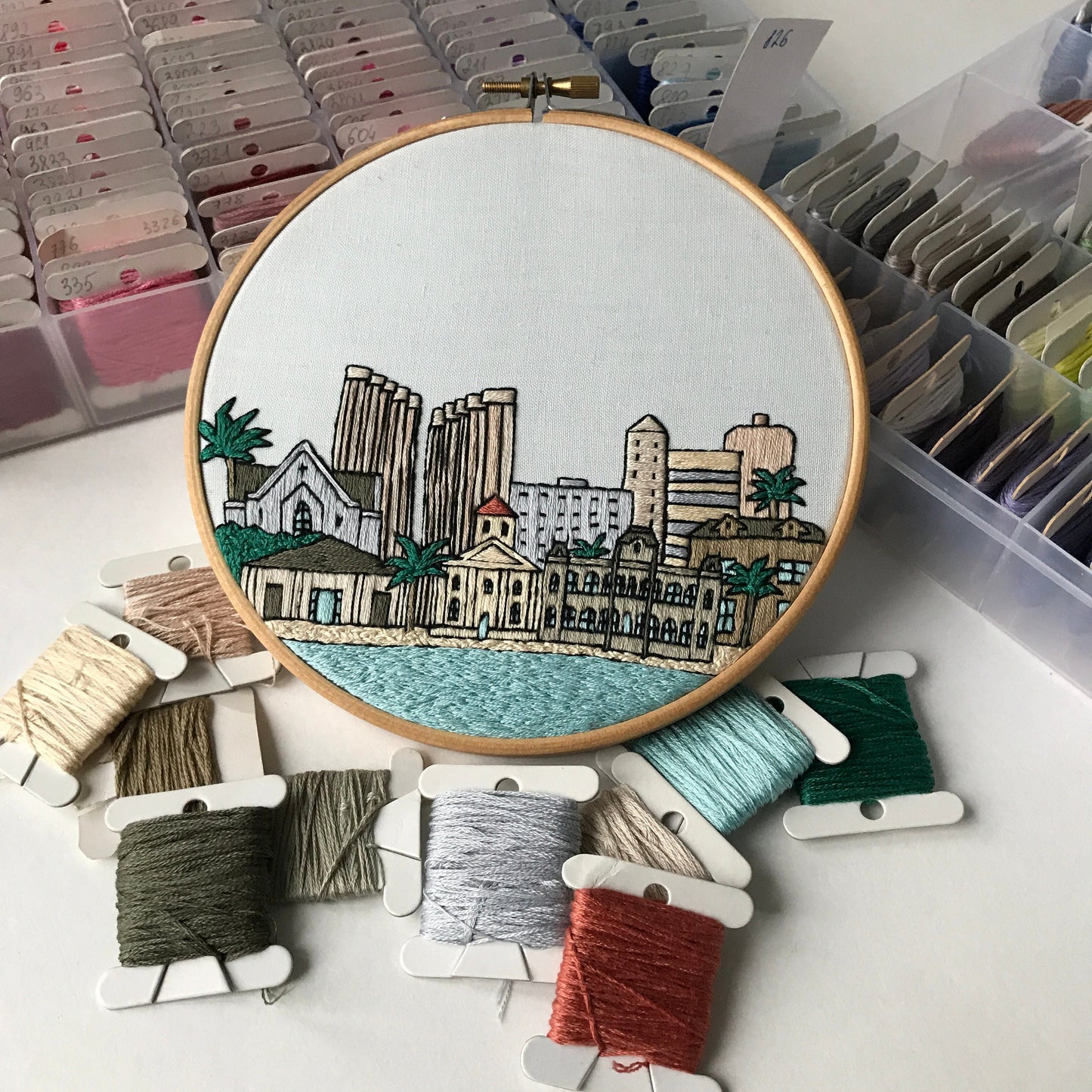Honolulu, HI, Skyline - Hand Embroidery Pattern (PDF)