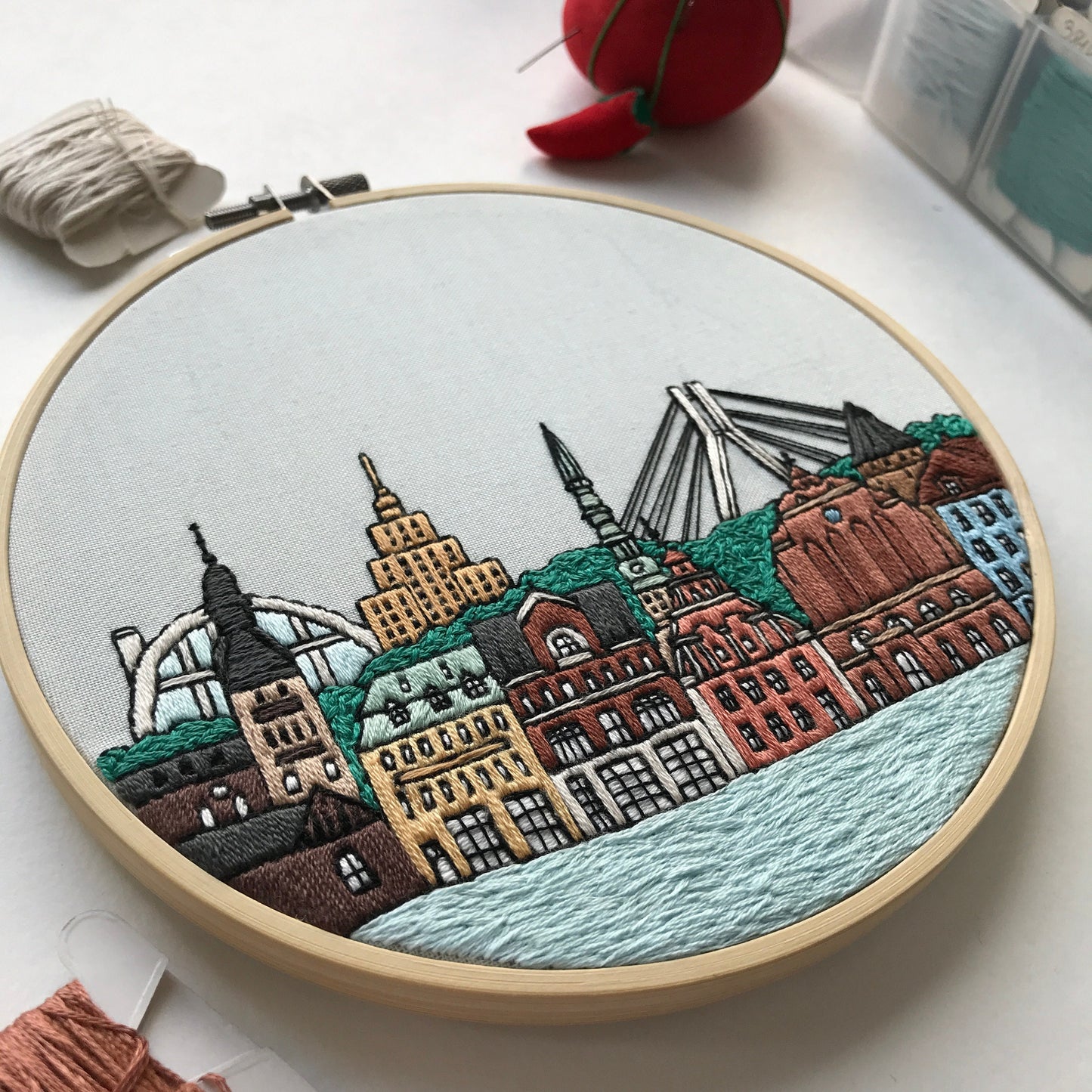 Riga, Latvia, Cityscape - Hand Embroidery Pattern (PDF)