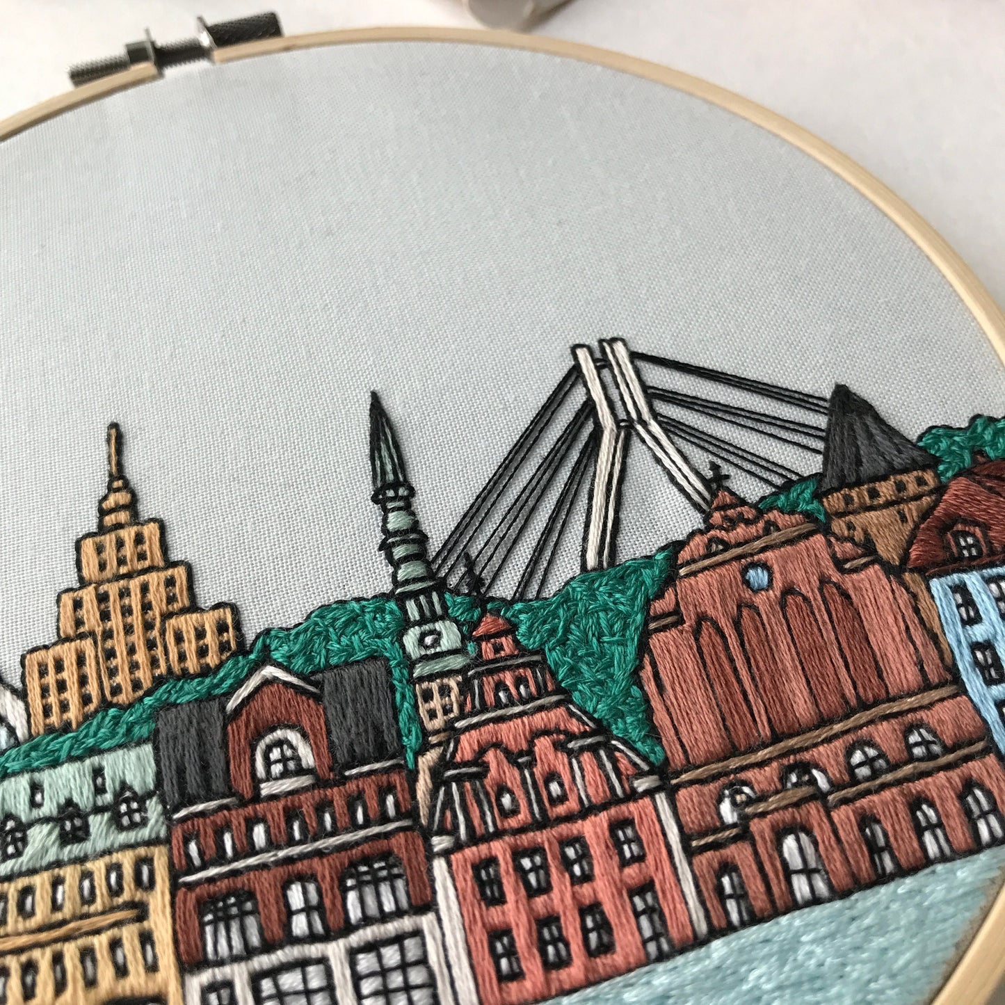 Riga, Latvia, Cityscape - Hand Embroidery Pattern (PDF)