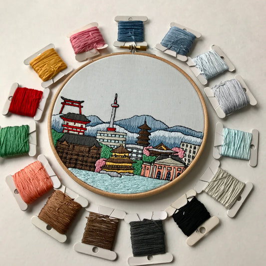 Kyoto, Japan, Cityscape - Hand Embroidery Pattern (PDF)