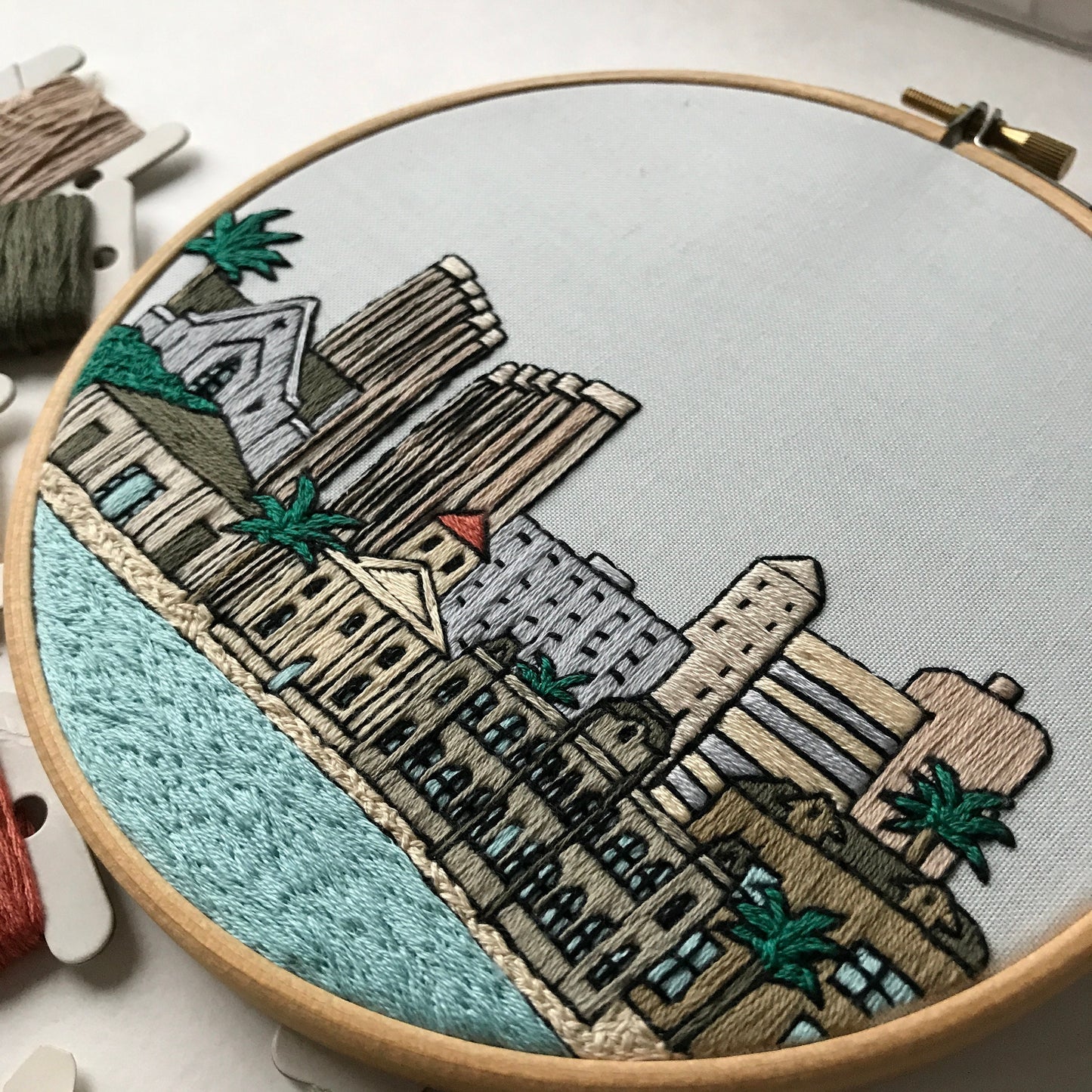 Honolulu, HI, Skyline - Hand Embroidery Pattern (PDF)