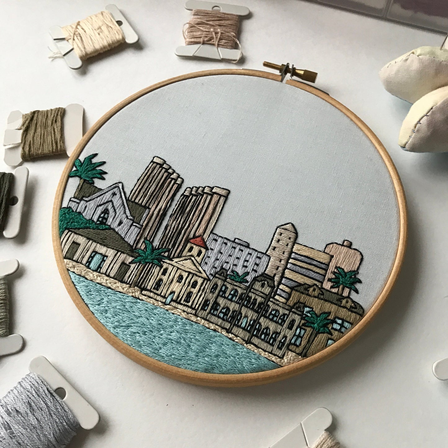 Honolulu, HI, Skyline - Hand Embroidery Pattern (PDF)