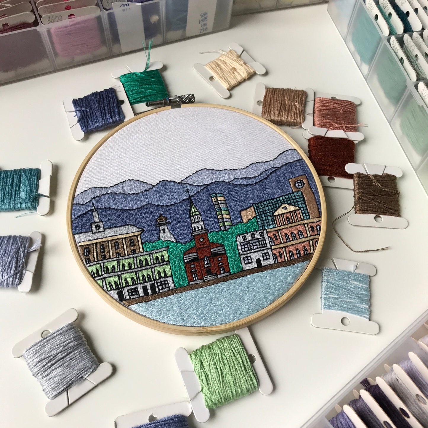 Burlington, VT, Cityscape - Hand Embroidery Pattern (PDF)