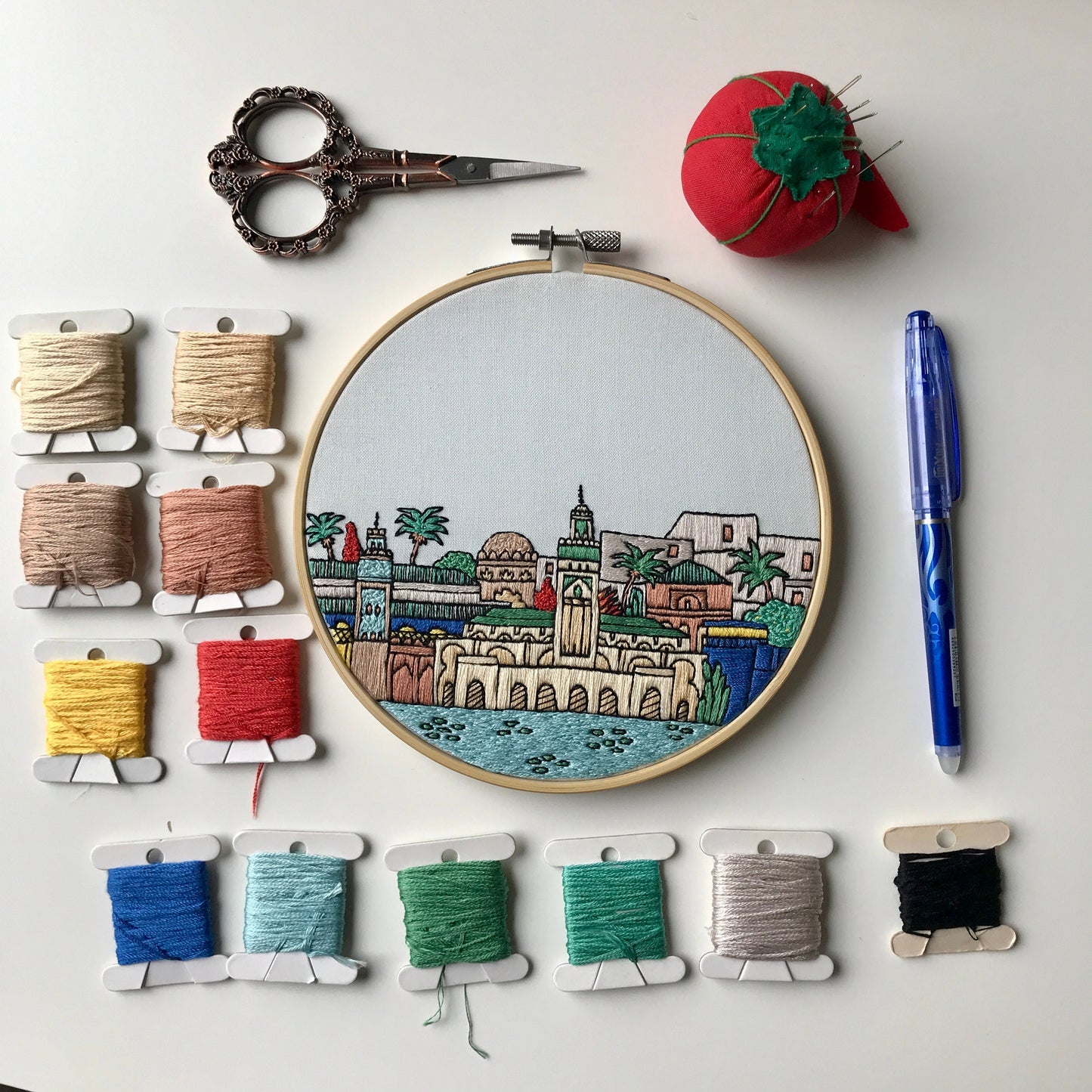 Marrakesh, Morocco, Landmarks - Hand Embroidery Pattern (PDF)