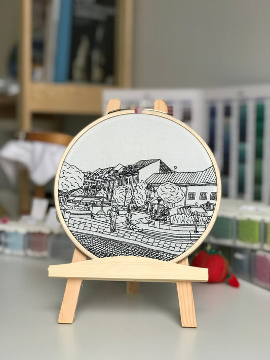 Vilnius, Lithuania, Black & White - Hand Embroidery Pattern (PDF)