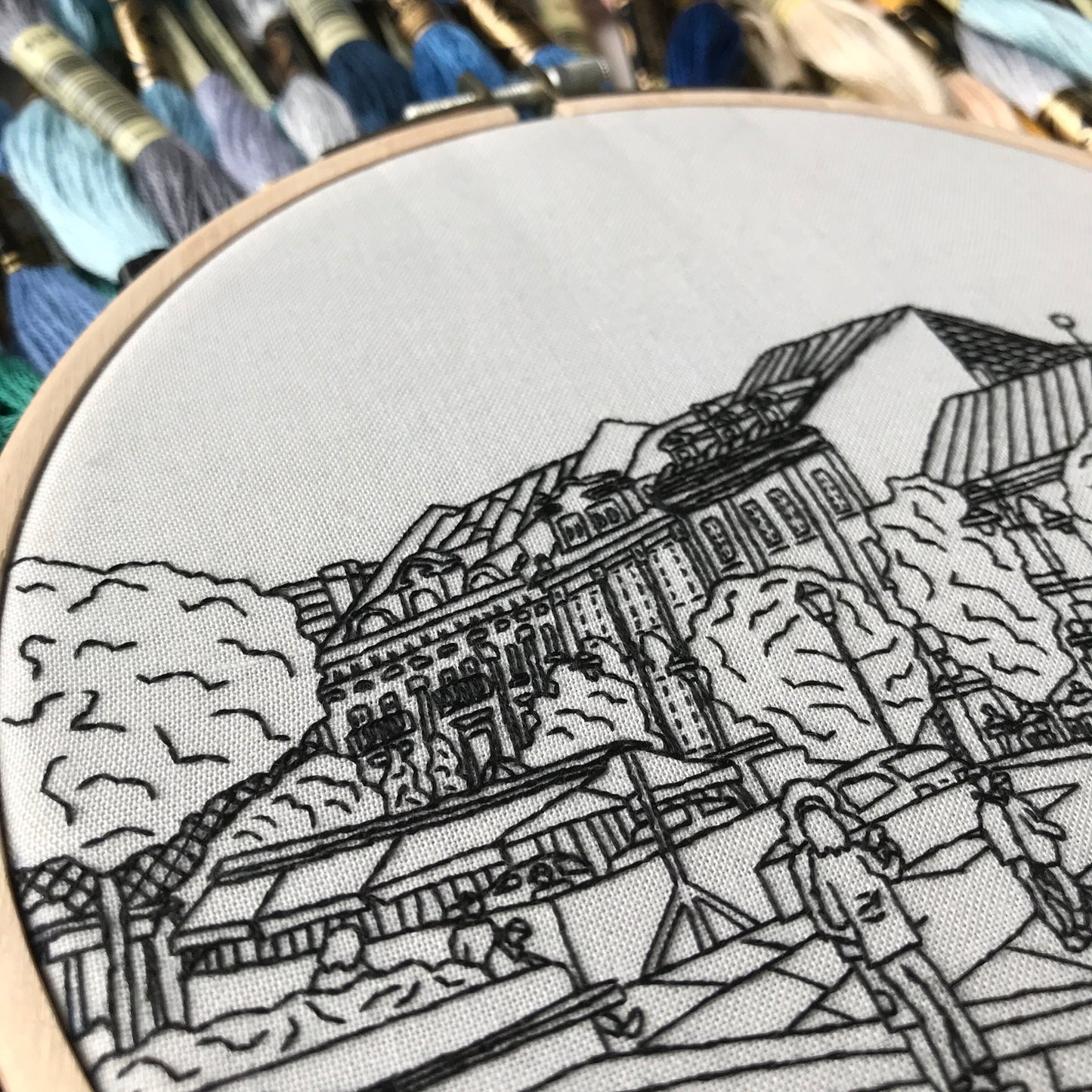Vilnius, Lithuania, Black & White - Hand Embroidery Pattern (PDF)