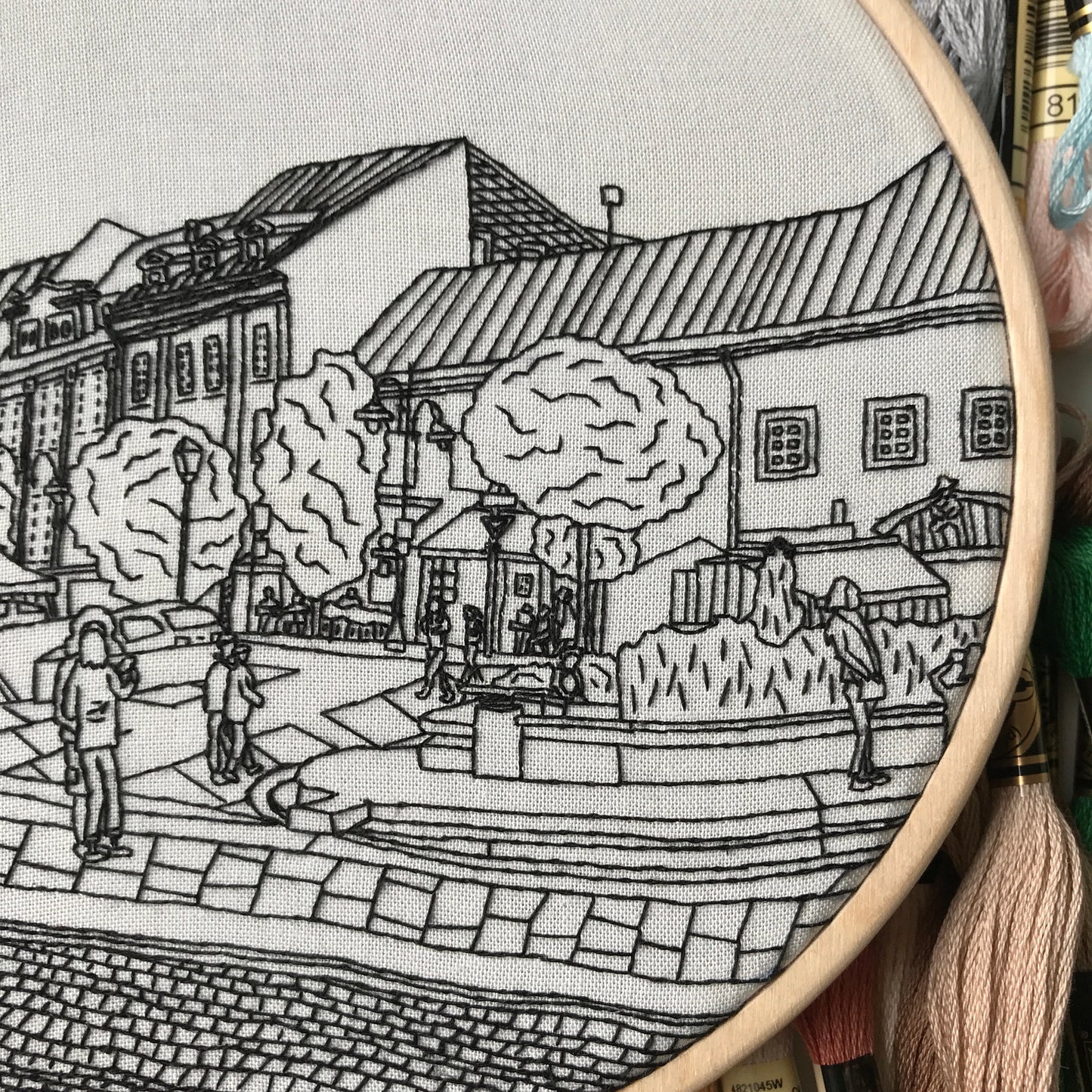 Vilnius, Lithuania, Black & White - Hand Embroidery Pattern (PDF)