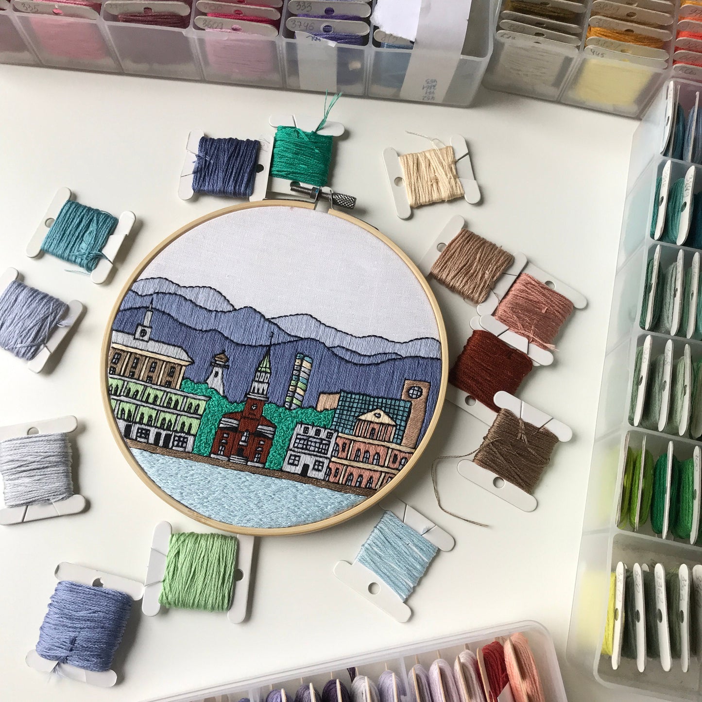 Burlington, VT, Cityscape - Hand Embroidery Pattern (PDF)