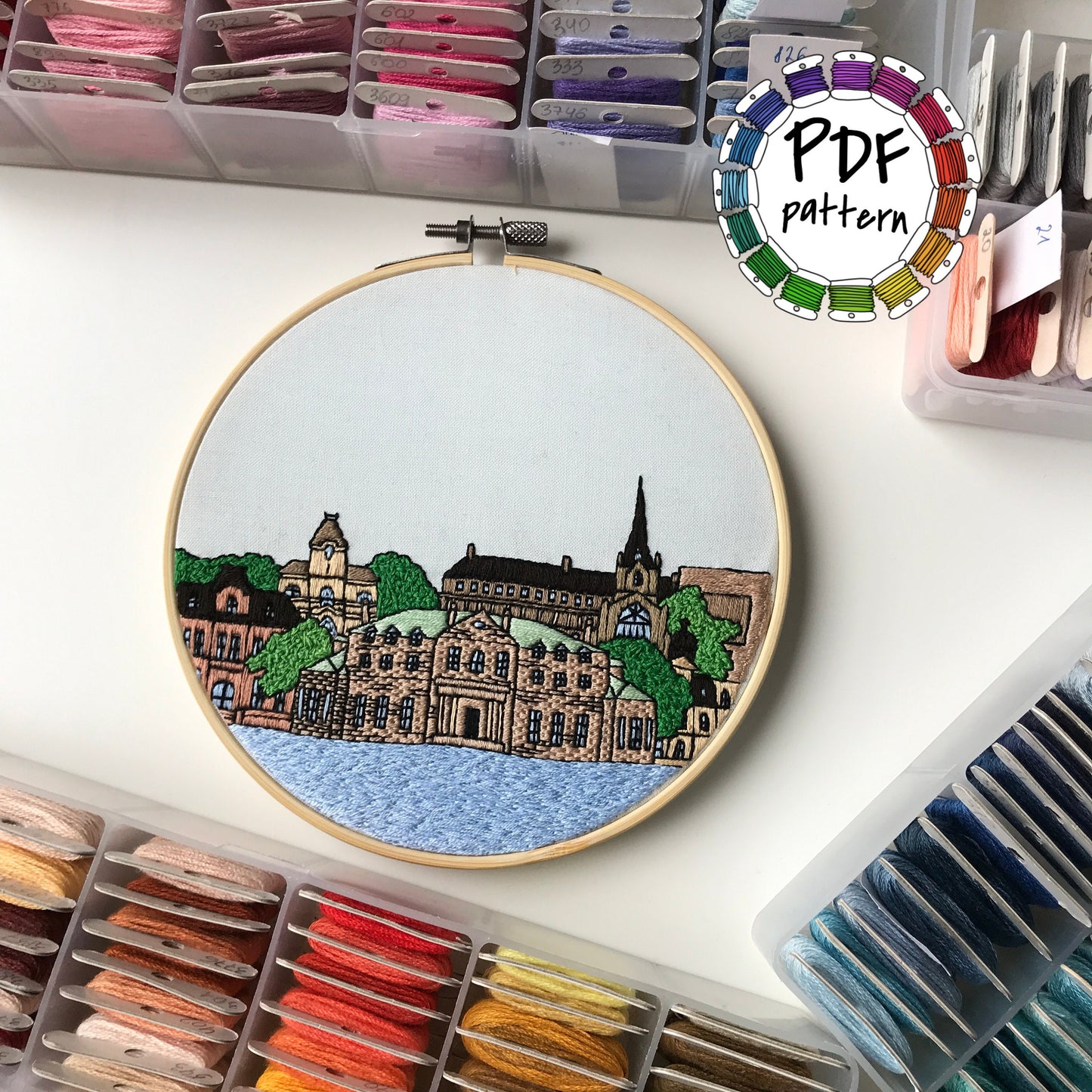 Fredericton, Canada, Cityscape - Hand Embroidery Pattern (PDF)