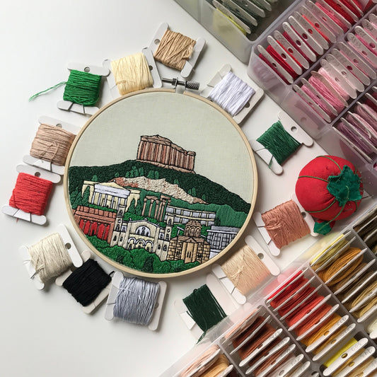 Athens, Greece, Landmarks - Hand Embroidery Pattern (PDF)