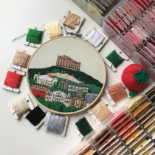 Athens, Greece, Landmarks - Hand Embroidery Pattern (PDF) faimyxstitch.com