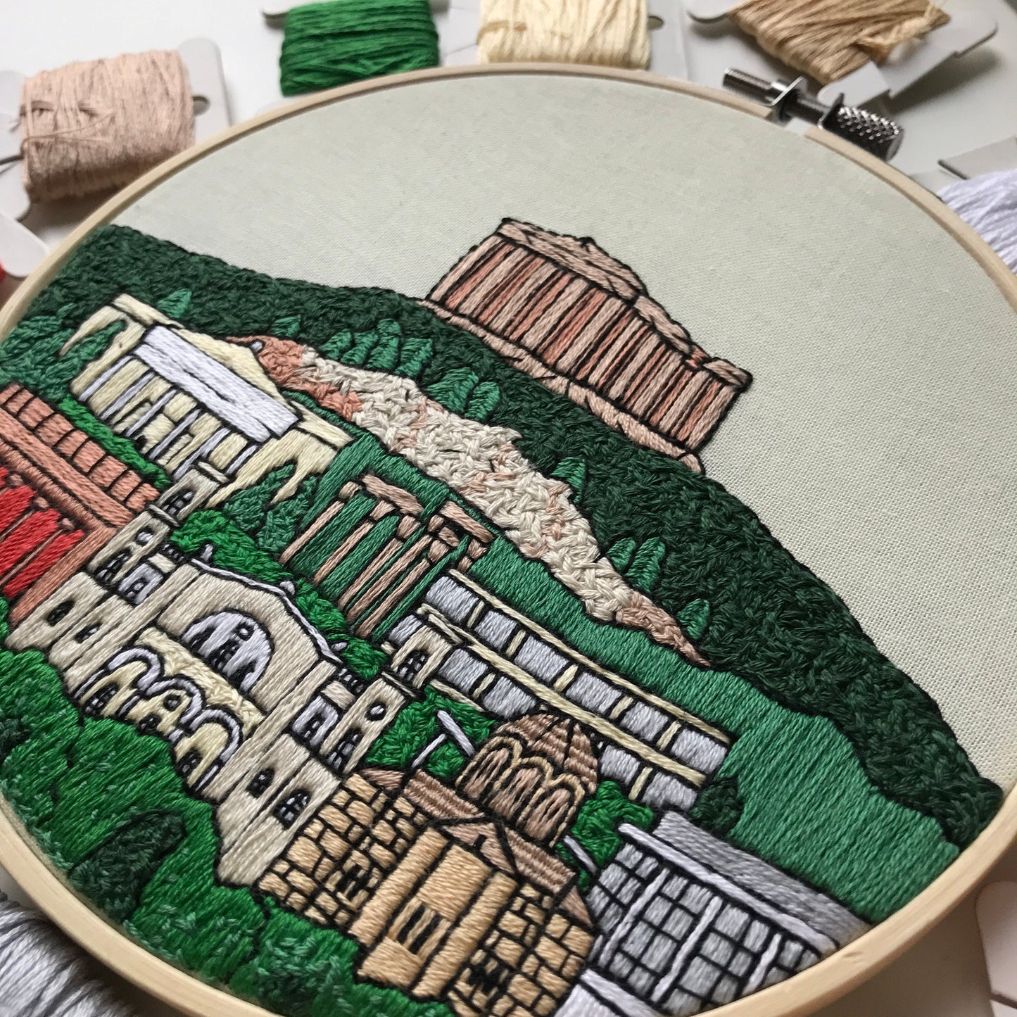 Athens, Greece, Landmarks - Hand Embroidery Pattern (PDF)